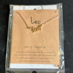 Pair of‎ Gold and Silver Leo Zodiac Necklace with Dainty Chain
